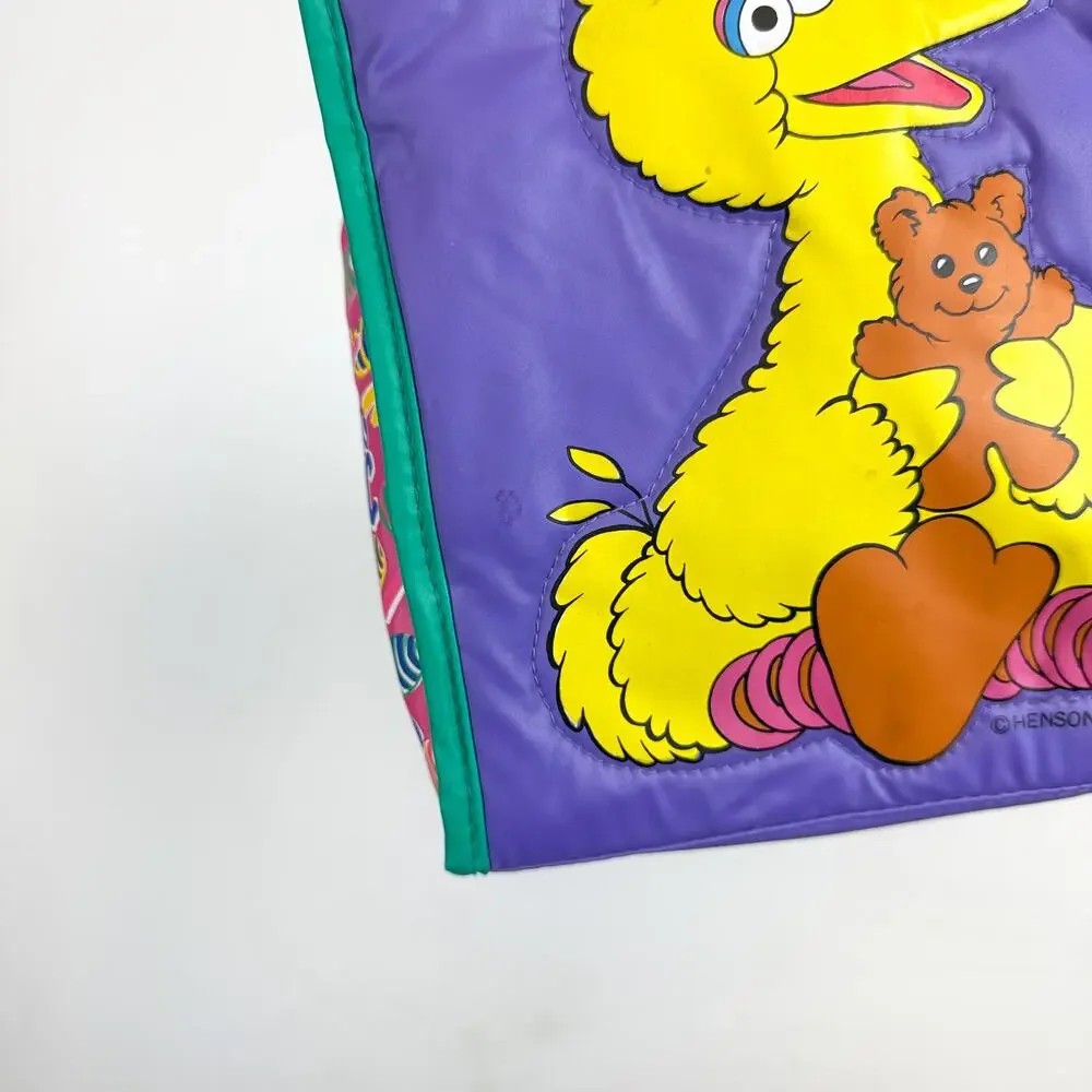 Vintage 90s Sesame Street Big Bird Lunch Bottle Tote Bag Insulated Purple Teal